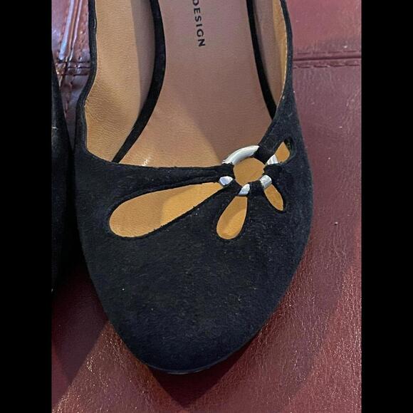 GIUSEPPE ZANOTTI Vintage Black Suede Cutout Pumps Buckle Unique 3” Heel Sz 39 - Picture 2 of 13